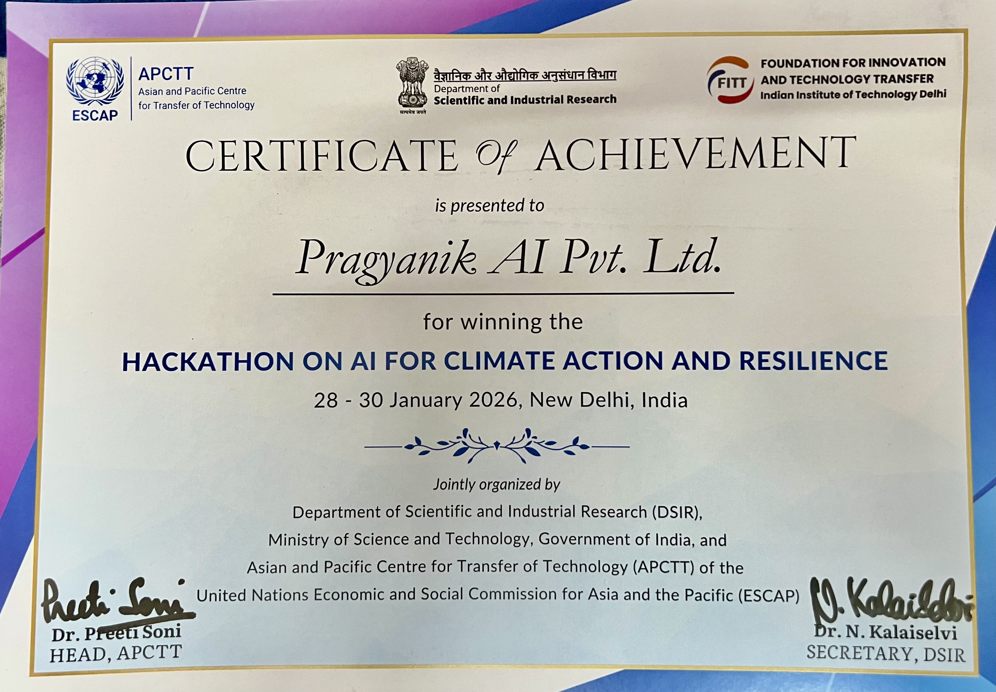 Winner – Hackathon on AI for Climate Action and Resilience