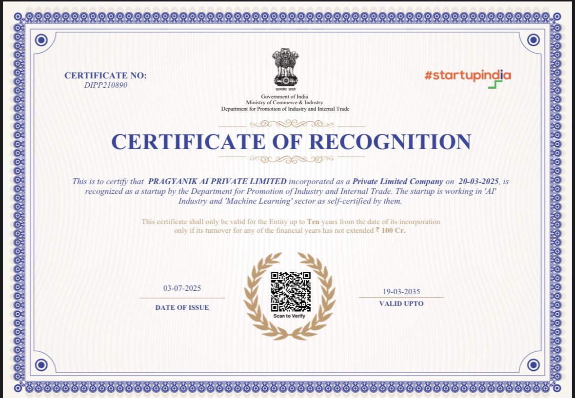 Startup India Recognition – DPIIT